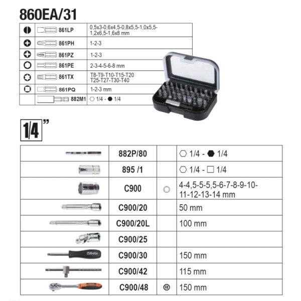 Assortiment de 100 pièces de l'outil bêta incl.