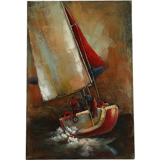 Peinture à botte en haute points 60 x 90 cm en acier brun orange