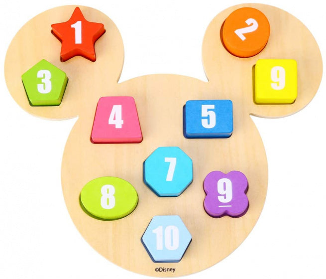 Toky Toy Mickey Mouse Wooden Numer Puzzle 24 mois 11 pièces