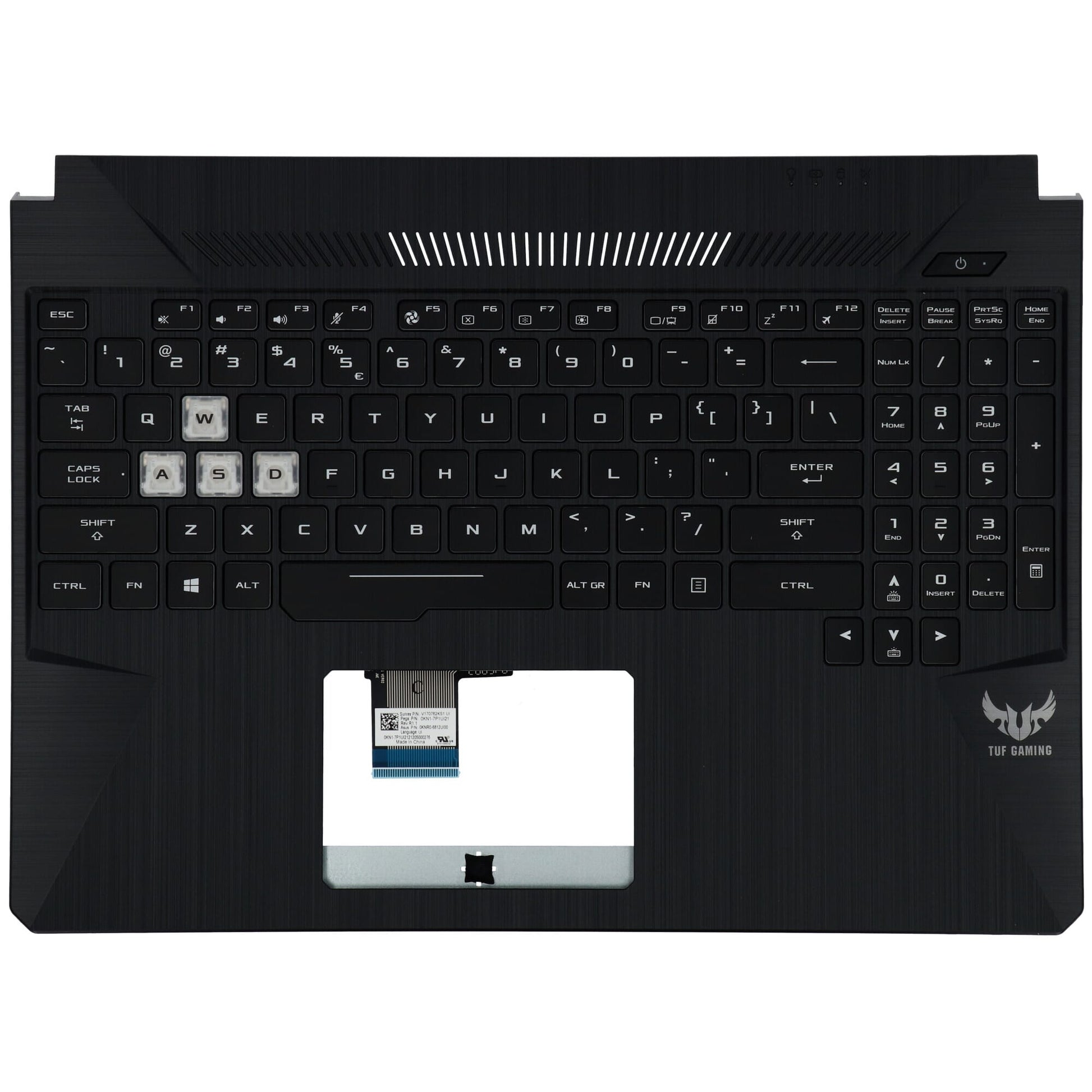 Clavier d'ordinateur portable ASUS QWERTY US + COUVERTURE TOP, rétro-éclairé