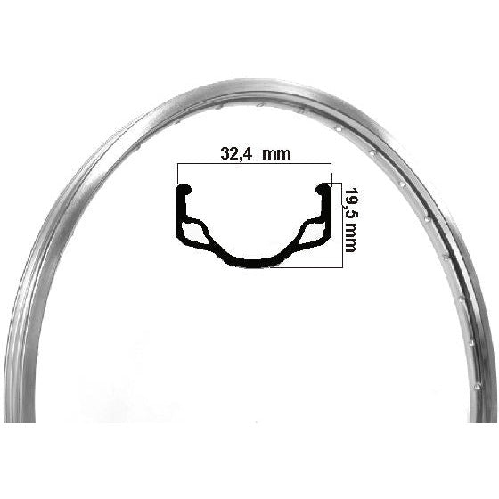 Ryde Rim hl32 etrto 28 inch (635) polished alu 36 hole 13g