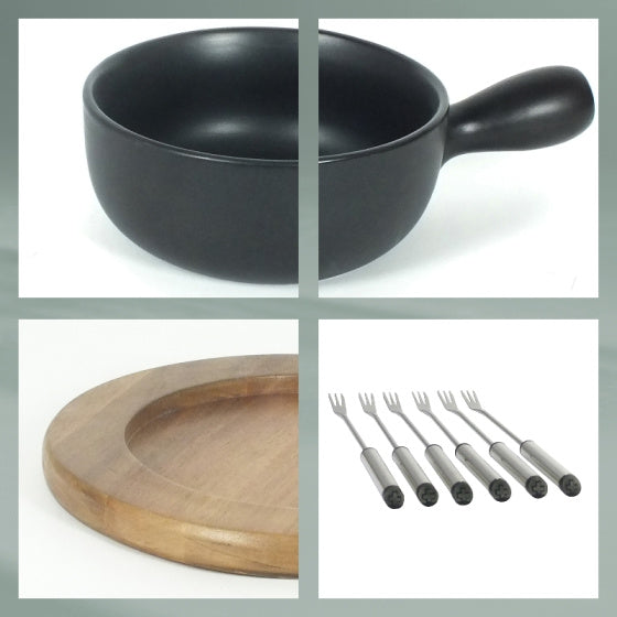 Kela Country Fondues a fixé 6 personnes 2 litres 10 pièces noires