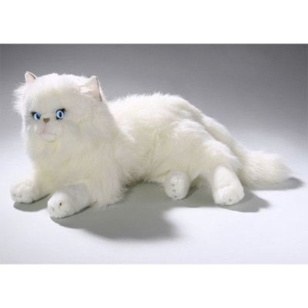 Cat persan blanc allongé 30 cm
