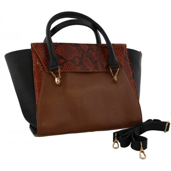 Sac à bandoulière dames 24 x 41 cm en cuir noir noir 2 pièces