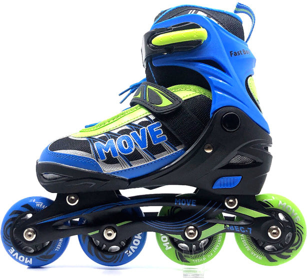 Skates en ligne semi-doux réglables Green bleu taille 34-37