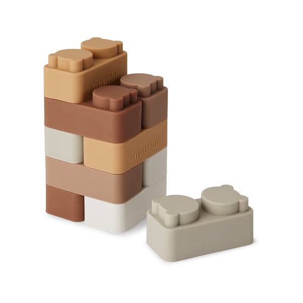 Nuuroo Pile Silicon Building Bricks 10 PCS Mélange de couleur brune