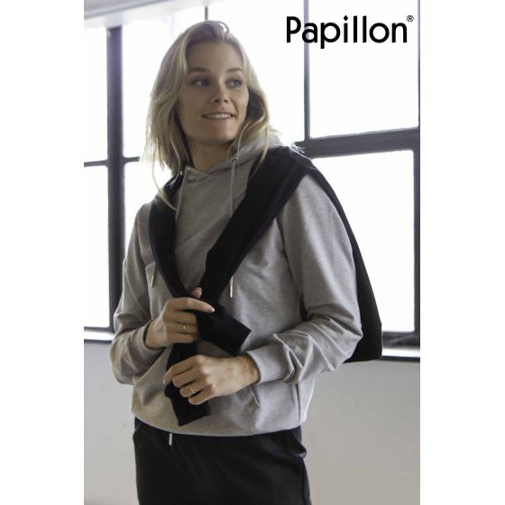 Papillon Sweat Hoody Cotton Ladies Grey Taille 3xl