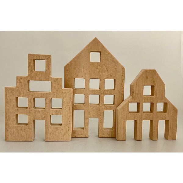 Papoose Toys Hollandais Houses en bois 3pc
