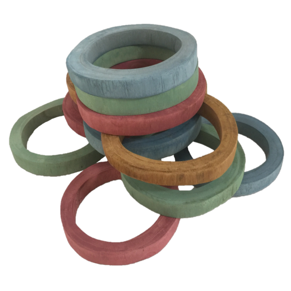 Papoose Toys Earth Wood Rings 12pc