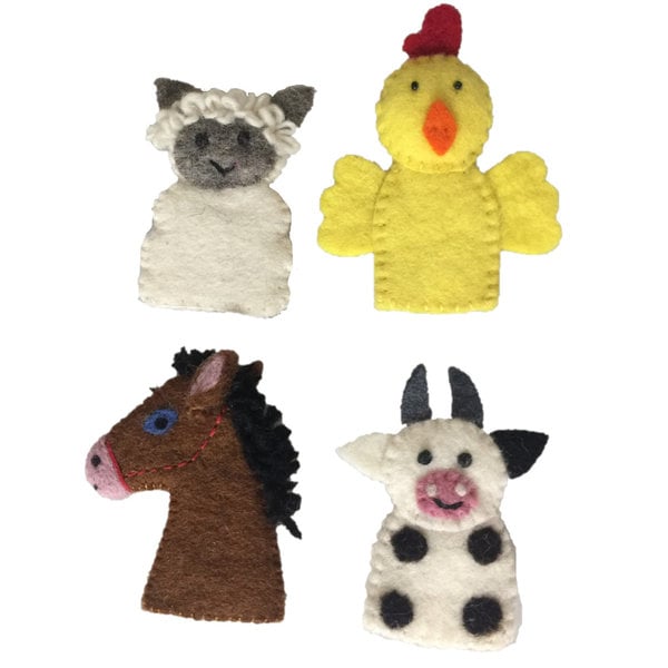 Papoose Toys Farm Animal Puppets 4pc