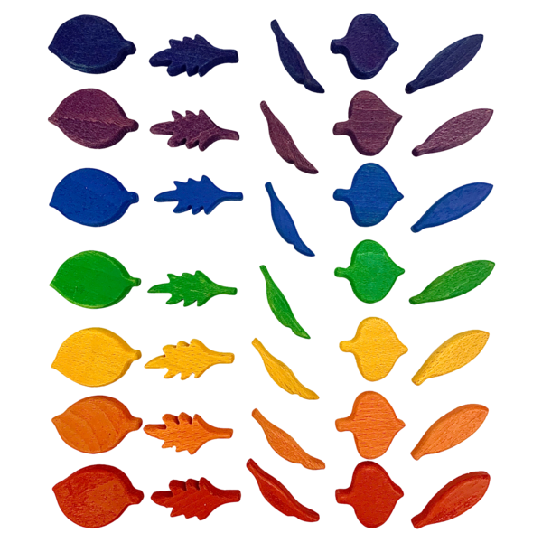 Papoose Toys mini forme de feuille arc-en-ciel 35pc