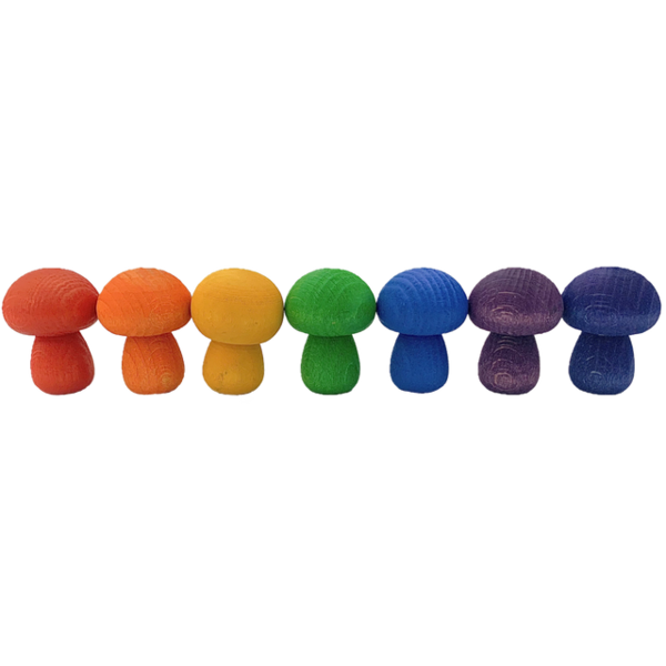 Papoose Toys Mini Rainbow Mushroom 7pc