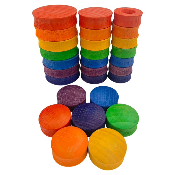 Papoose Toys Mini Rainbow Rounds 28pc
