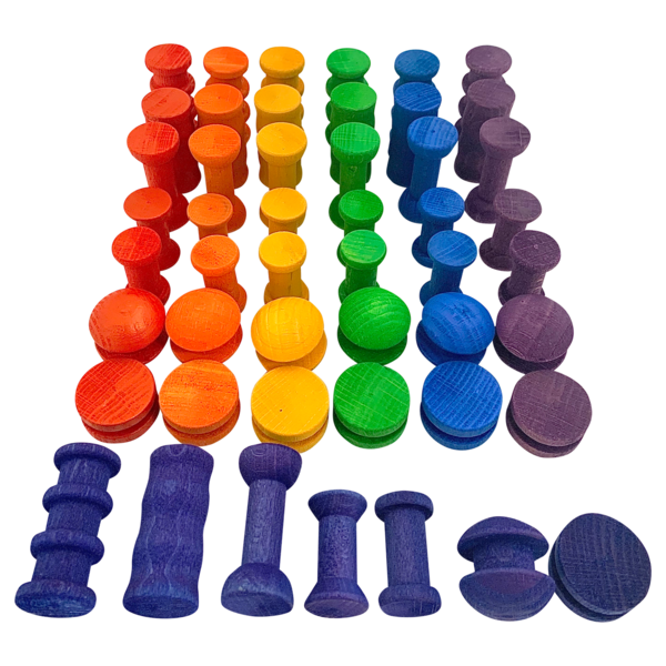 Papoose Toys Mini Rainbow Spools 49pc