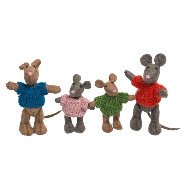 Famille de souris Papoose Toys 4pc