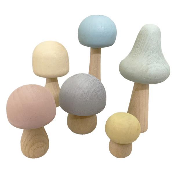 Papoose Toys Pasttel Wood Champignons 6pc