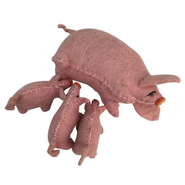 Papoose Toys Pig Mama + 3 bébés