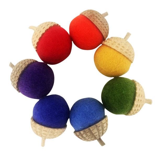 Papoose Toys Rainbow Acorns 7pc