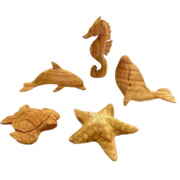Jouets papoose animaux marins sculptés à la main 5pc