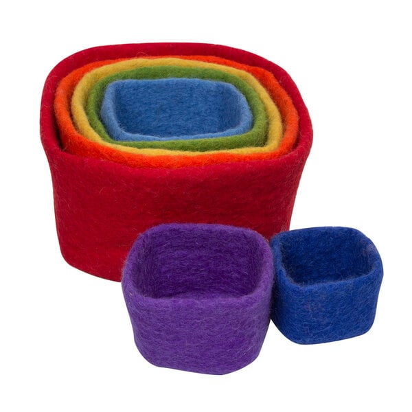 Papoose Toys Stacking Cubes Rainbow 7pc