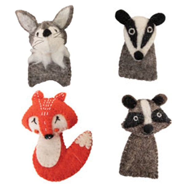Jouets en papoose Puppets à doigt des bois 4pc