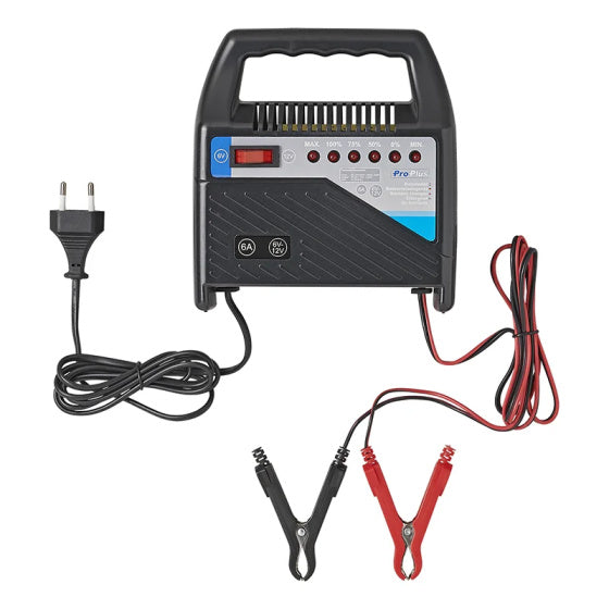 Chargeur de batterie Proplus 6 12 volts 6 ampères 20 + ah noir