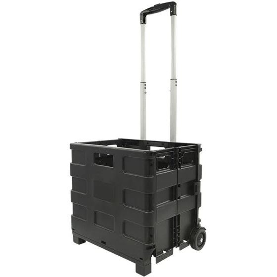 Chariot à bagages avec caisse pliante 40 litres 25 kg de noir