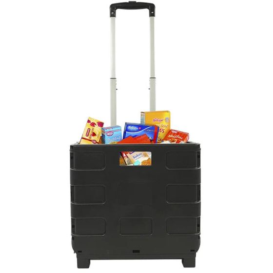 Chariot à bagages avec caisse pliante 40 litres 25 kg de noir