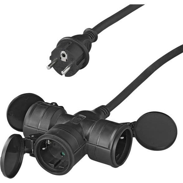 câble d'extension Schuko triple 20 mètres 3x1.5mm² noir