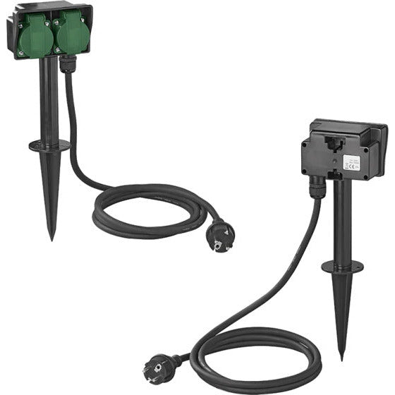 prise de jardin Schuko 2-fold 2 mètres 3x2.5mm² noir