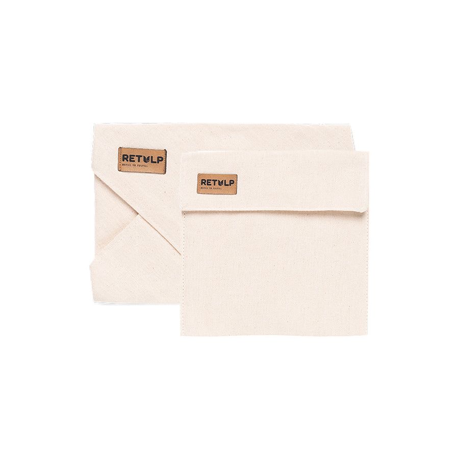 Retulp Lunch Wrap + Sac de rangement Ensemble de coton de 2