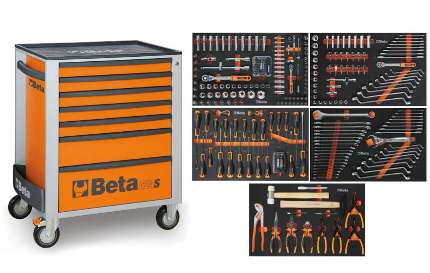 Beta Tool Trolley 7 Tiroirs Orange incl.