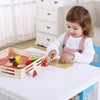 Boîte à fruits en bois jouet toky avec fenêtre de coupe 21 pièces