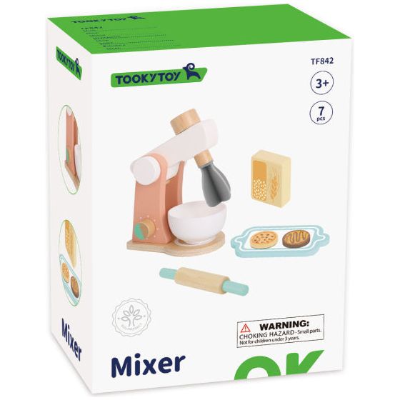 Toky jouet en bois mélangeur de cuisine avec accessoires 7 pièces