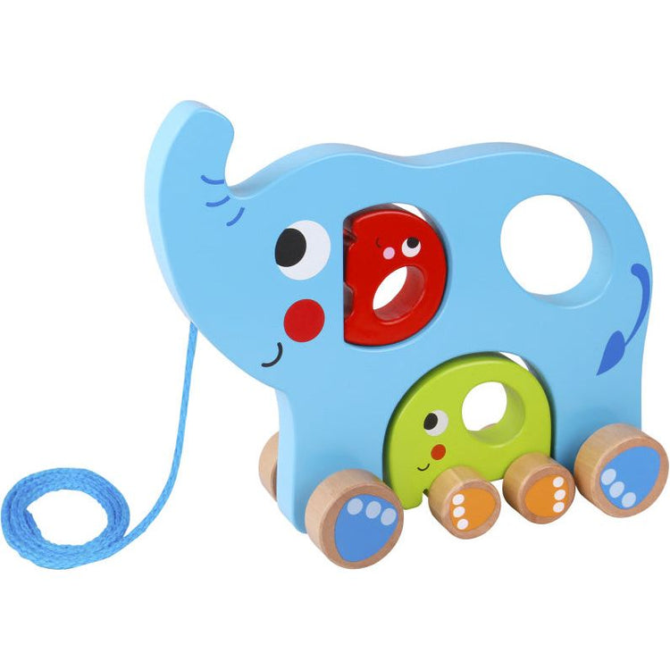 Toky Toky Elephant Wood Trek Figure 18 mois Blue 3 pièces
