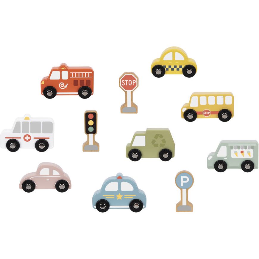 Toky jouet en bois et panneaux de panneaux de signalisation 12 pièces