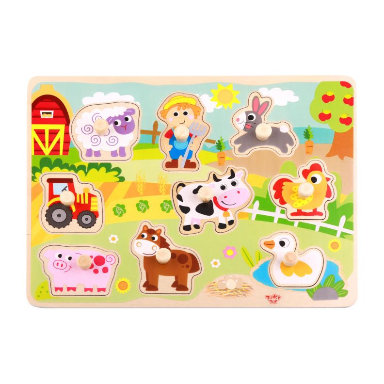 Toky Toy Educational Wooden Form Puzzle Farm 10 pièces