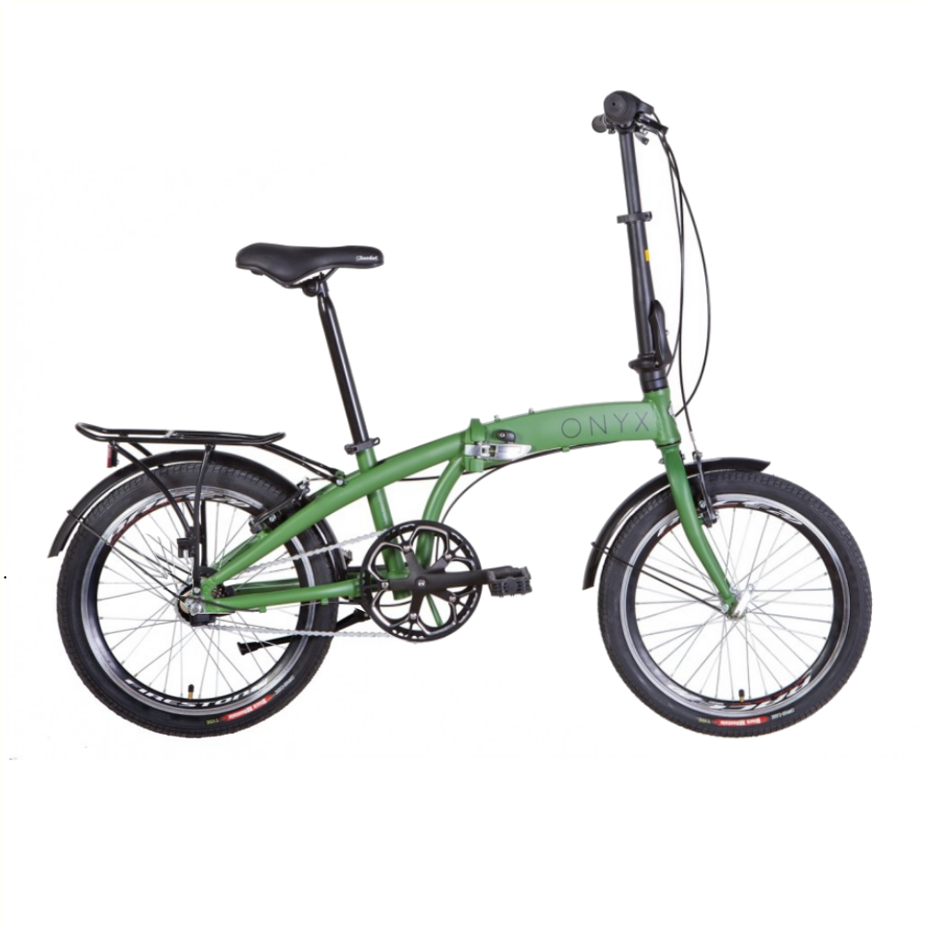 Vélo pliant Onyx 20, 3 vitesses. Mat kaki. Cadre en aluminium. Rim à l'avant et à l'arrière