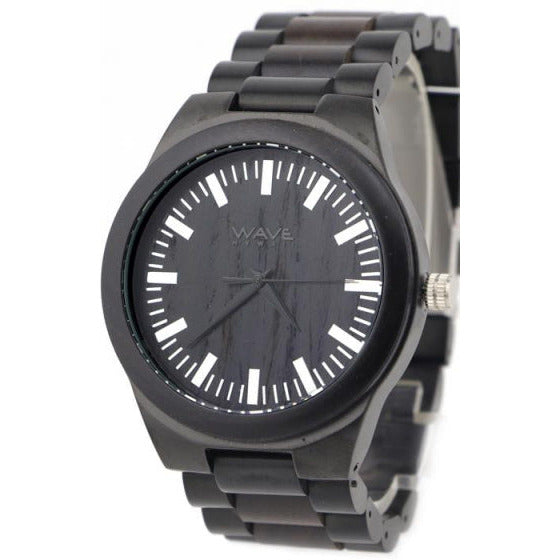 Vague hawaii watch citoyen miyota hommes 4,5 cm en bois en acier noir
