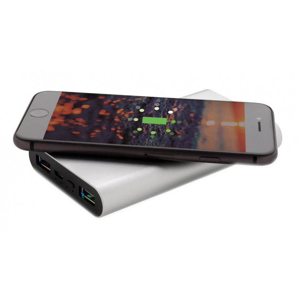 power bank sans fil 10 000 mAh 12,5 cm alu argent